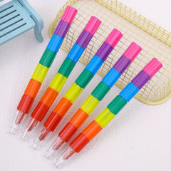 6pcs Vibrant Block Crayons for Kids - Festive Art Supplies with Holders