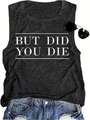 Letter Print Crew Neck Tank Top Sleeveless Casual Summer Top