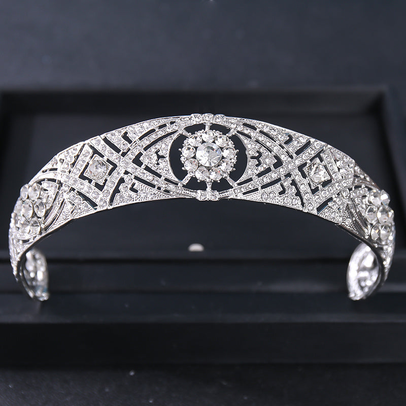 Silvery Crystal Tiara Crowns Party Queen Bridal Wedding Hair Accessories