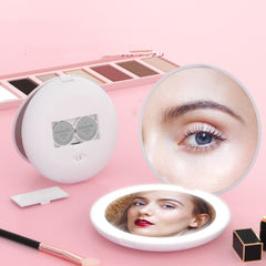 LED Lighted Pocket Mirror 1X 2X Magnification Compact Travel Makeup Mirror