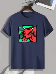 Red Ox Pattern Print Men's Sports T-shirt for Fitness Activities