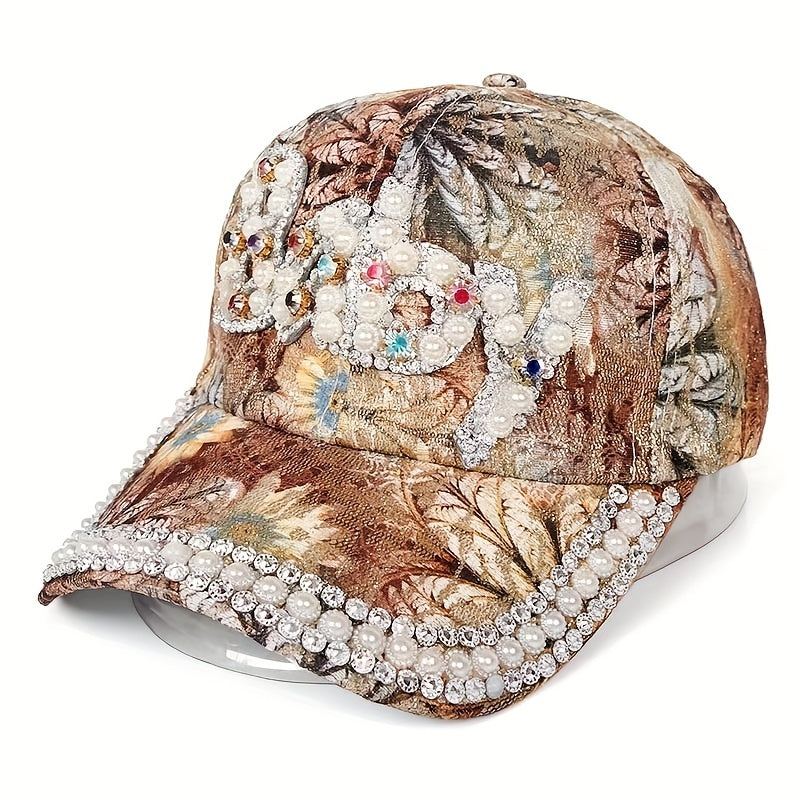 Rhinestone BABY Patch Baseball Cap Flower Embroidery Sun Hat