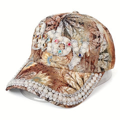 Rhinestone BABY Patch Baseball Cap Flower Embroidery Sun Hat