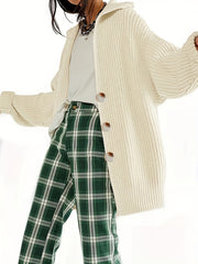 Casual Cardigan Women's Solid Long Sleeve Button Up Cardigan