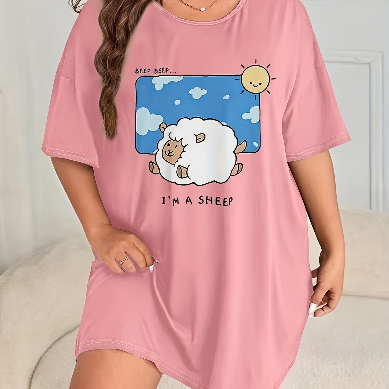 Sheep & Cloud & Sun Print Nightdress