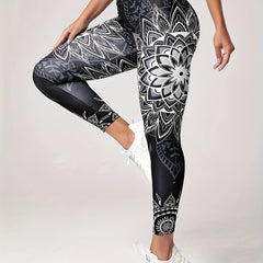 Floral Print Yoga Leggings High Waist Workout Pants