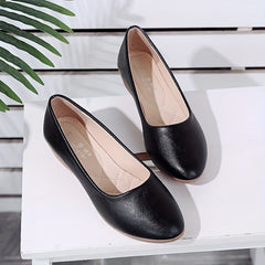 Women's Pointed Toe Wedge Shoes Soft Sole Slip On Faux Leather Shoes