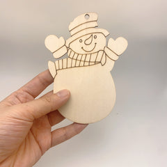 10pcs Snowman Christmas Decoration DIY Hand-painted Wooden Chips Blank Pendant