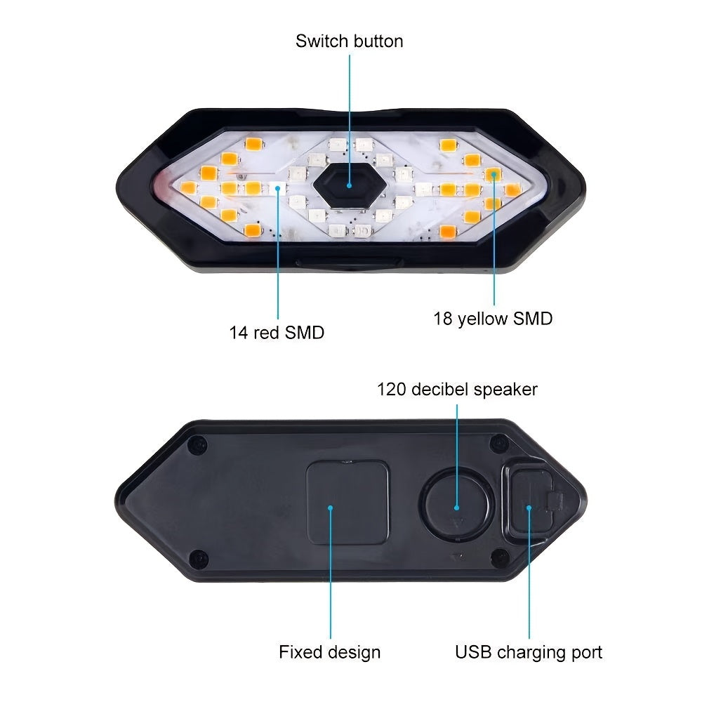 Bike Rear Light 5 Modes Remote Control Signal Horn Bicycle Accessory
