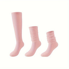 Solid Calf Socks Knee High Stockings Women's Hosiery
