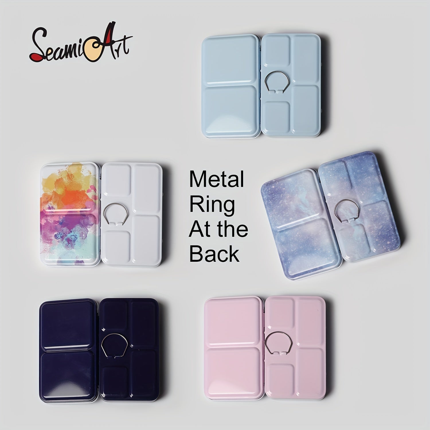 SeamiArt 12 Colors Portable Painting Palette Box for Travel