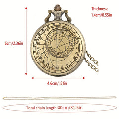 Antique Compass Geometric Pattern Pocket Watch