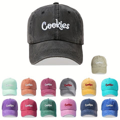 Letter Embroidery Baseball Cap Washed Distressed Unisex Sun Hat