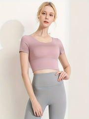 Sporty Round Neck T-Shirt with Criss Cross Straps