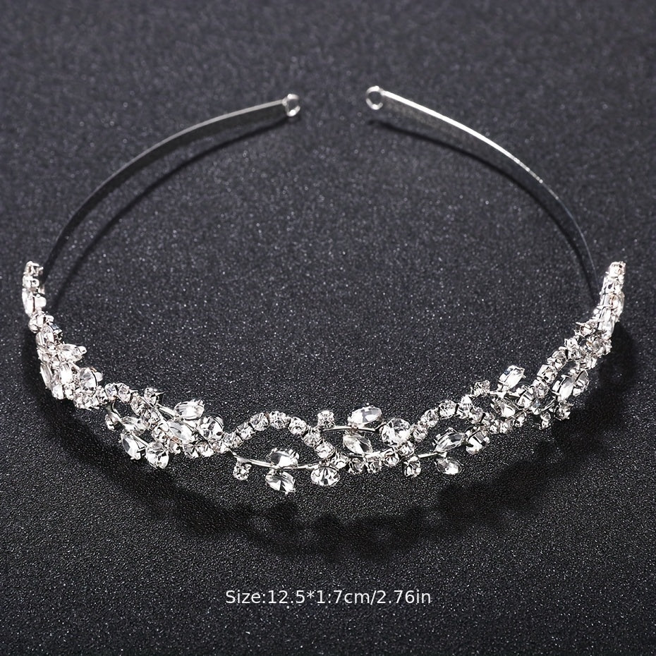 Rhinestone Crown Headband Baroque Bridal Wedding Hair Accessory