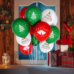 15pcs Christmas 12 inch Latex Balloons Red Bell Green Tree Merry Christmas
