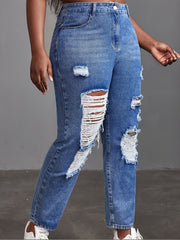 High Waisted Ripped Jeans Women Casual Denim Jeans