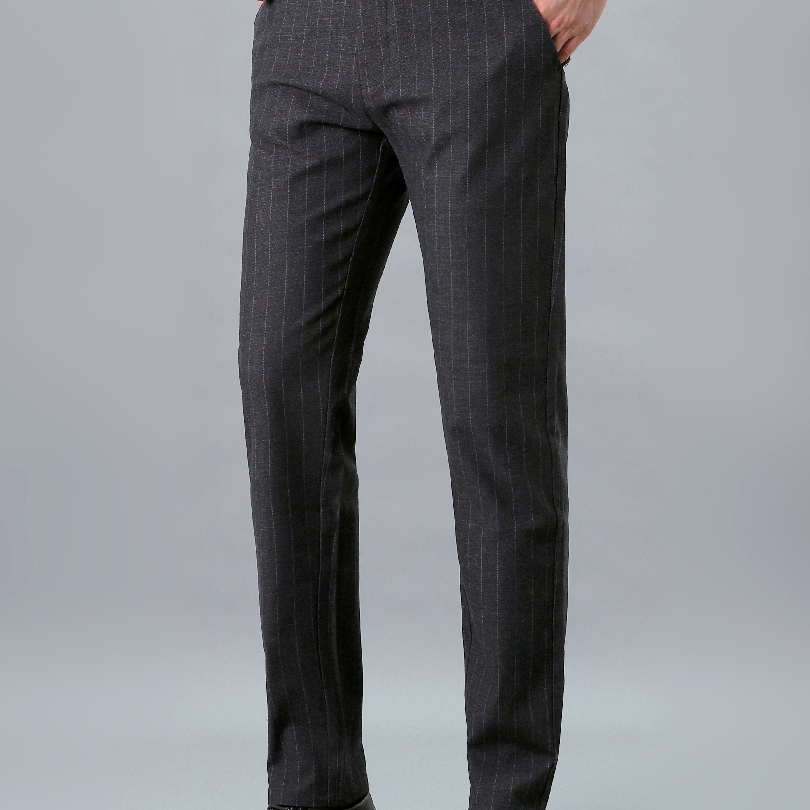 Men's Casual Straight Leg Trousers with Pockets