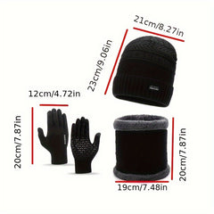 Winter Knitted Hat Scarf Gloves Set Outdoor Warm Coldproof Windproof