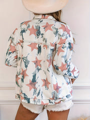 Women's Plus Star Print Denim Jacket
