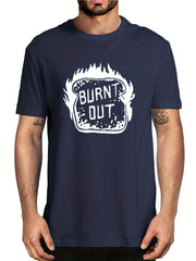 Men's Burnt Out Letter Print T-shirt for Summer