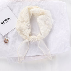 Embroidery Neck Scarf Lace Thin Neckerchief Headband Floral Scarf