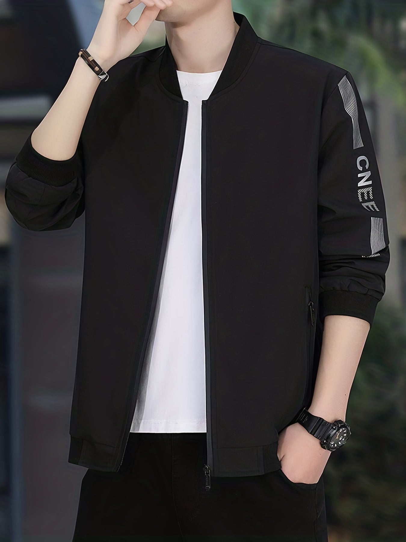 Men's Zip Up Windbreaker Jacket Baseball Collar Coat for Spring Autumn