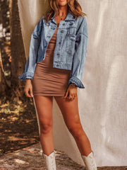 Sky Rhinestone Tassel Denim Jacket Distressed Coats