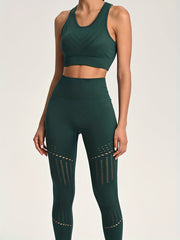 Solid Yoga Sets Racer Back Crop Tank Top & High Waist Leggings