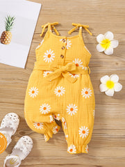 Baby Girls Floral Romper Thin Strap Casual Outfit