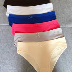 6pcs Solid Bow Tie Briefs Low Waist Stretchy Panties Women's Lingerie
