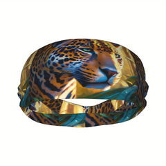 Leopard Print Sports Headband Sweat Wicking Stretchy Breathable Polyester