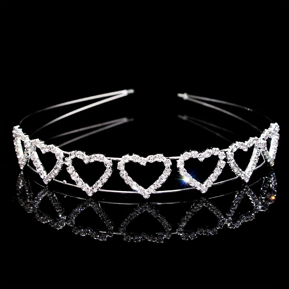 Heart Rhinestone Double Hair Band Bridal Wedding Headdress