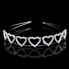 Heart Rhinestone Double Hair Band Bridal Wedding Headdress