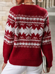 Christmas Pattern Crew Neck Pullover Sweater Women's Clothing