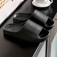 Women's Solid Pillow Slides Open Toe Soft Sole Non-slip Thick Bottom