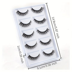 5 Pairs False Eyelashes 3D Slender Wispy Soft Reusable Lashes