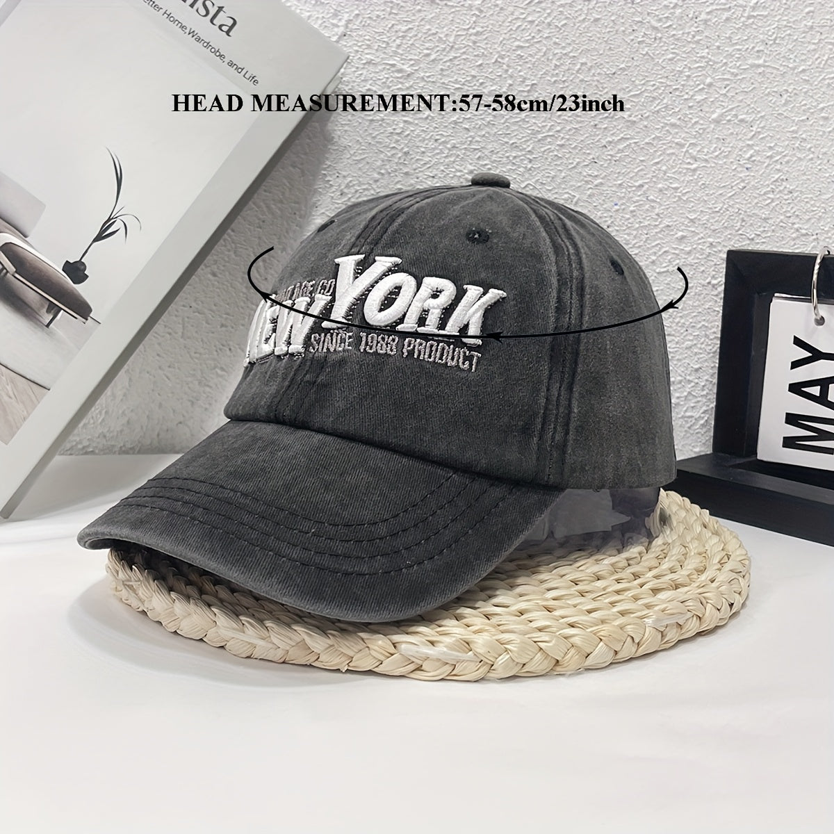YORK 3D Embroidery Retro High Washed Denim Baseball Cap