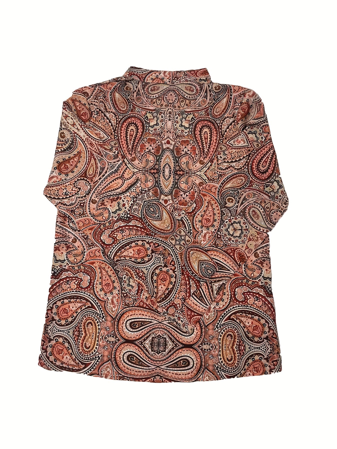 Paisley Print Button Front Shirt Vintage Long Sleeve Shirt