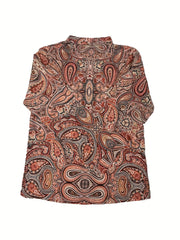 Paisley Print Button Front Shirt Vintage Long Sleeve Shirt