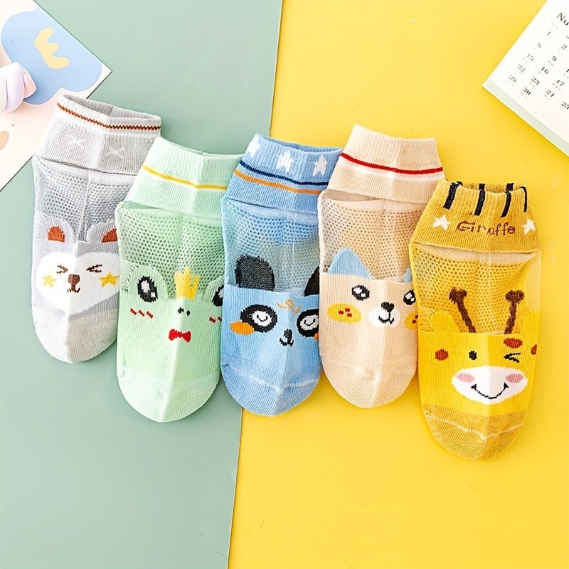 5 pairs Kids Ultra-thin Breathable Cartoon Bee Animal Socks