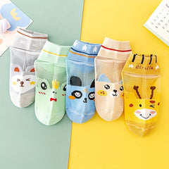 5 pairs Kids Ultra-thin Breathable Cartoon Bee Animal Socks