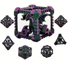 Metal Hollow Dragon Dice Set 7pcs Large Polyhedral Dice