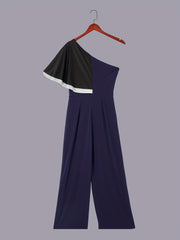 Abstract Print One Shoulder Wide Leg Jumpsuit
