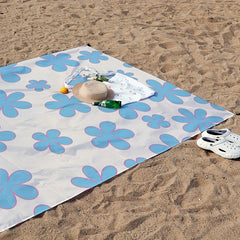 Portable Flower Print Beach Mat with Fixing Nails