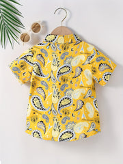 Graphic Print Creative Top Boys Lapel Shirt Summer Clothes