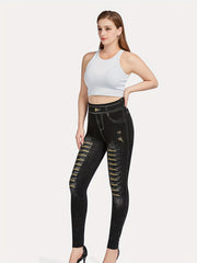 Denim Print Skinny Leggings Stretchy Casual Leggings