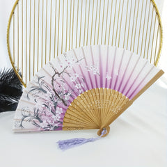 Chinese Flower Pattern Bamboo Folding Fan