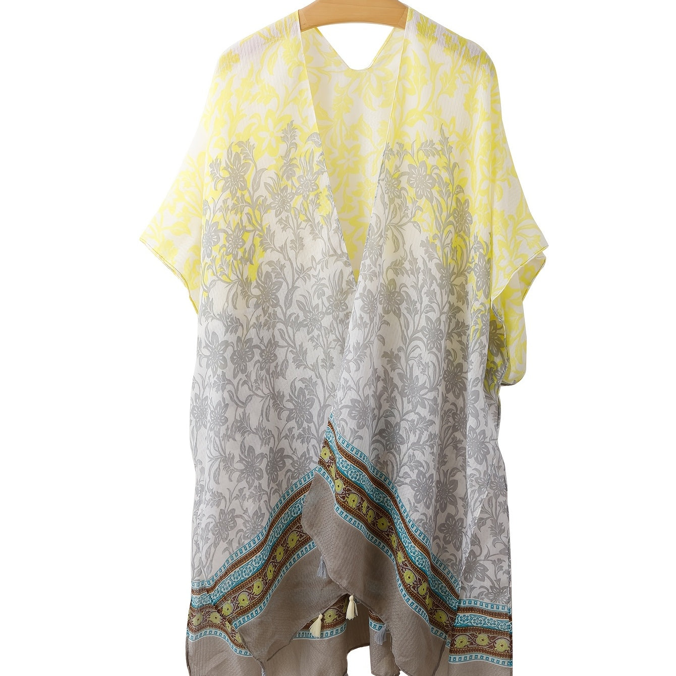 Boho Silk Tassel Shawl Windproof Sunscreen Cape