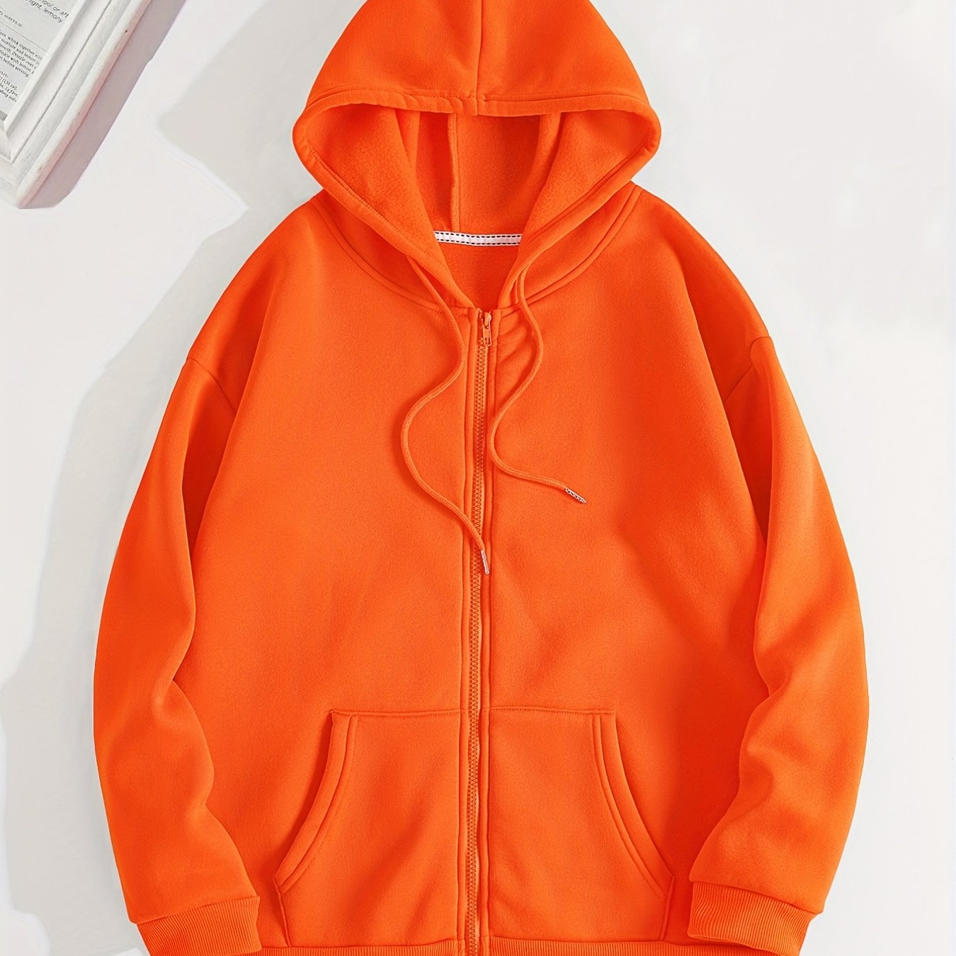 Solid Hoodies Zip-Up Sweatshirt with Pockets